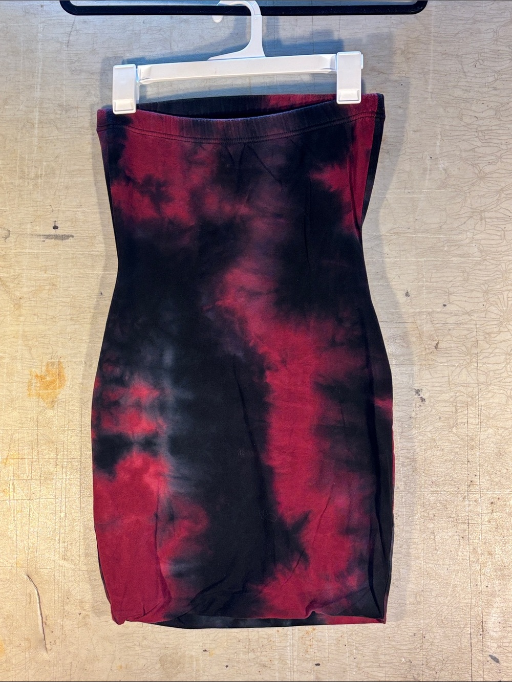 Better Be Black & Burgundy Tie-Dye Pencil Skirt